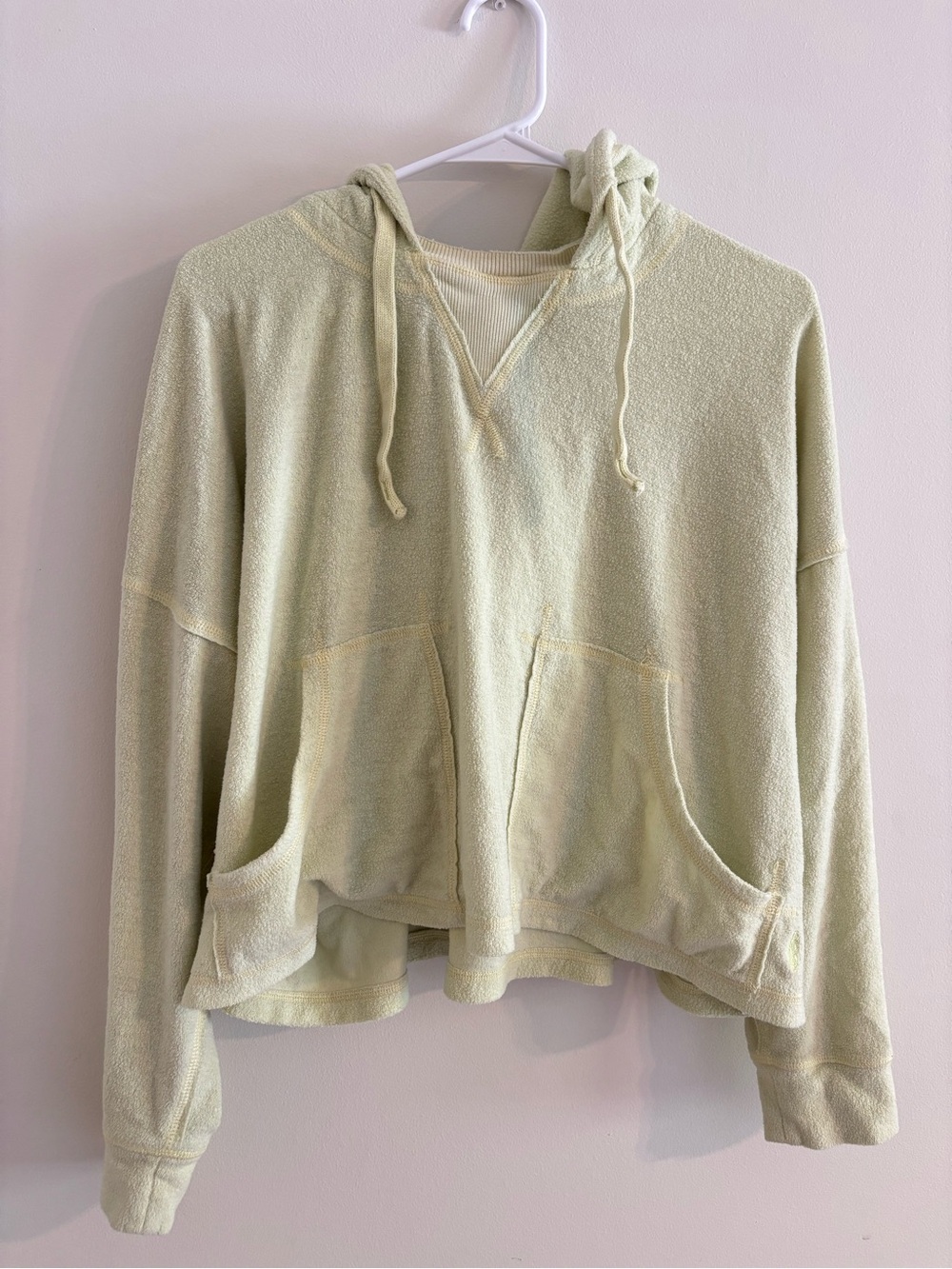 Free People Movement Radiant Terry Cropped Hoodie Size XS Pale Yellow Green